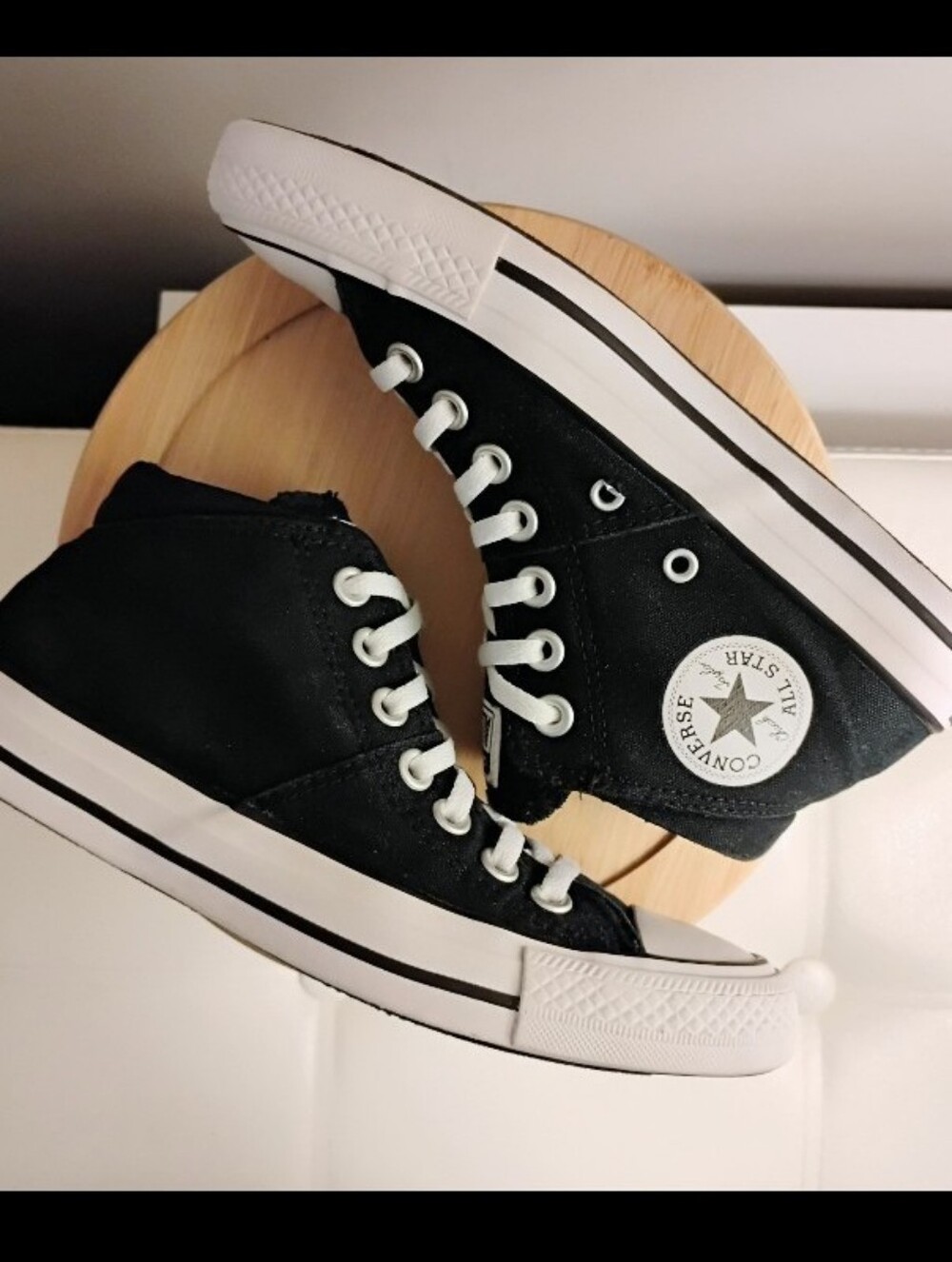 Converse Women's Chuck Taylor All Star  Black Mid-High Shoes - Picture 6 of 7